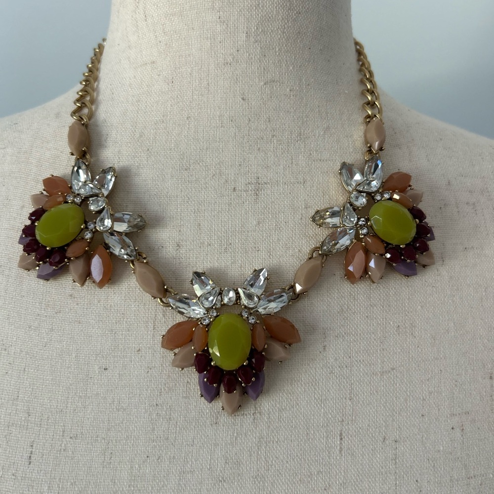 J.Crew Vintage Multi Color Stone and Crystal Statement Necklace